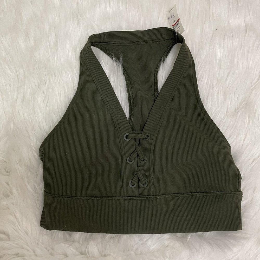 Aerie Longline Sports Bra Bralette Green Medium